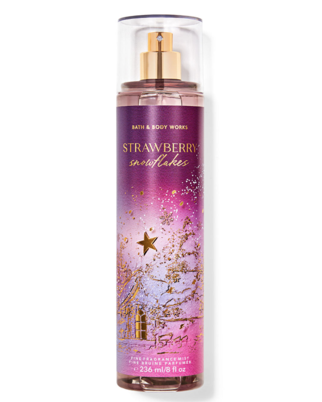Bath and Body Works Strawberry Snowflake 236ml bottle against a white background