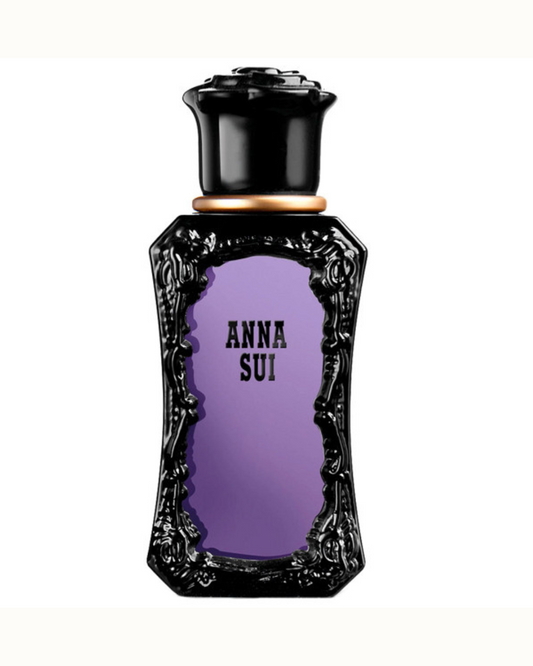 Anna Sui Perfume bottle with black and purple design on a white background