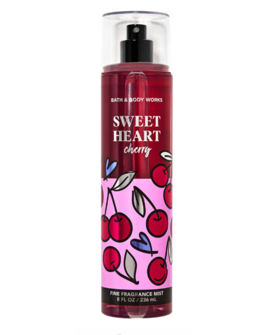 Bath & Body Works Sweet Heart Cherry fragrance mist on a white background