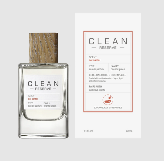 Clean Reserve eau de parfum bottle and packaging on a white background