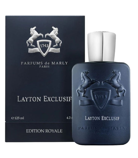 Parfums de Marly Layton Exclusif perfume bottle and packaging on a white background