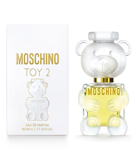 Moschino Toy 2 perfume bottle and packaging on a white background