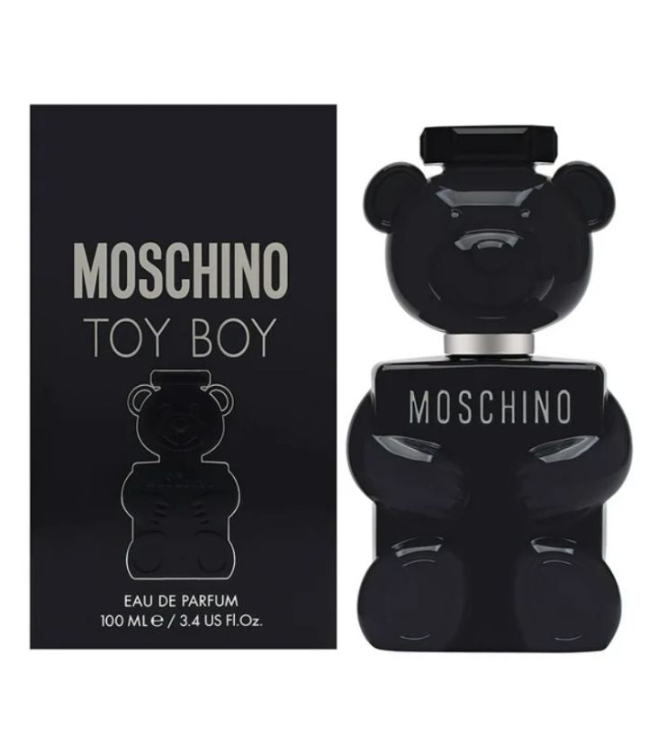 Moschino Toy Boy perfume bottle and packaging on a white background