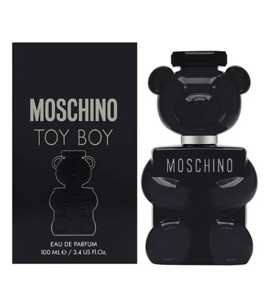 Moschino Toy Boy perfume bottle and packaging on a white background